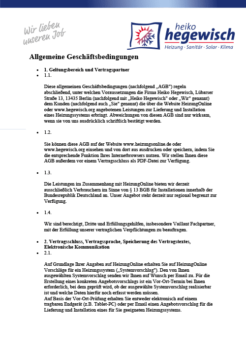 Hegewisch AGB